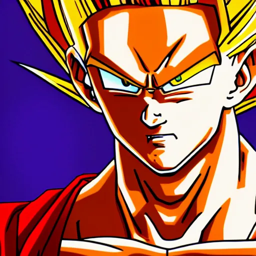 Image similar to ultra realistic portrait painting of mark zuckerberg as super saiyan 3 goku, art by akira toriyama, 4 k, dragon ball artstyle, cel shaded, highly detailed, epic lighting