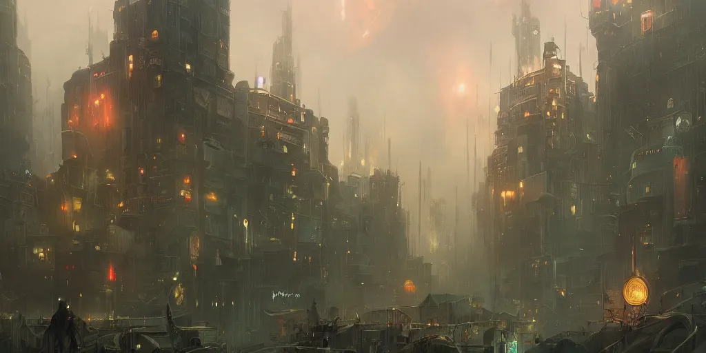 Prompt: a detailed illustration of 1984 city with cinders and acid rain in a gloomy sky, artstation, by Peter Mohrbacher, Art Nouveau, sophisticated, depth of field,Unreal engine, dystopia, anti-utopia, post processing, nostalgic melancholic artwork, intricate