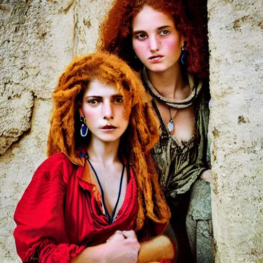 Image similar to Beautiful 18th Century Barbary Coast pirate female models with Ginger hair and Golden hooped earrings photography by Steve McCurry