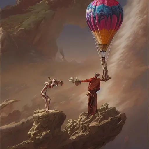 Image similar to a hot air balloon made of skin, highly detailed by peter mohrbacher, hajime sorayama, wayne barlowe, boris vallejo, aaron horkey, gaston bussiere, craig mullins