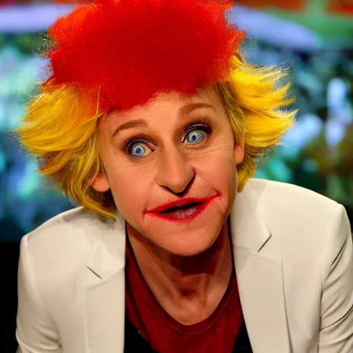 Image similar to ellen degeneres in clown makeup