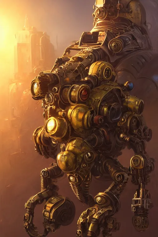 Prompt: hardmesh retro futurist steampunk spider fallout 7 6 power armor, hyper realistic, art cover, official fanart behance hd artstation by jesper ejsing, by rhads, makoto shinkai, final fantasy, unreal engine highly rendered, global illumination, radiant light, intricate environment radiating a glowing aura global illumination ray tracing hdr