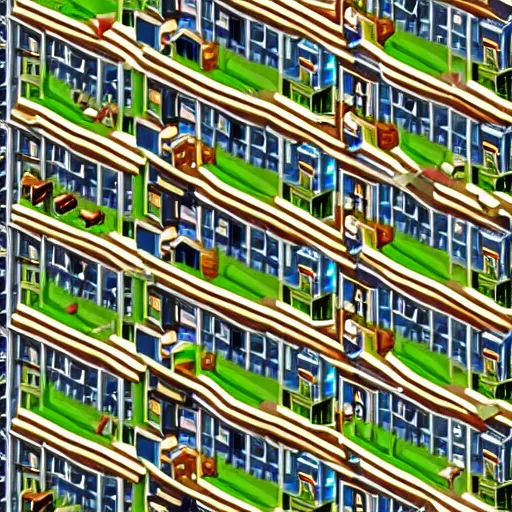 Prompt: soviet apartment buildings in SimCity2000 style. isometric. retro. pixelart. maxis.