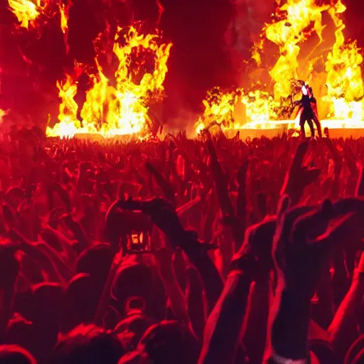 Image similar to travis scott concert in hell, multiverse