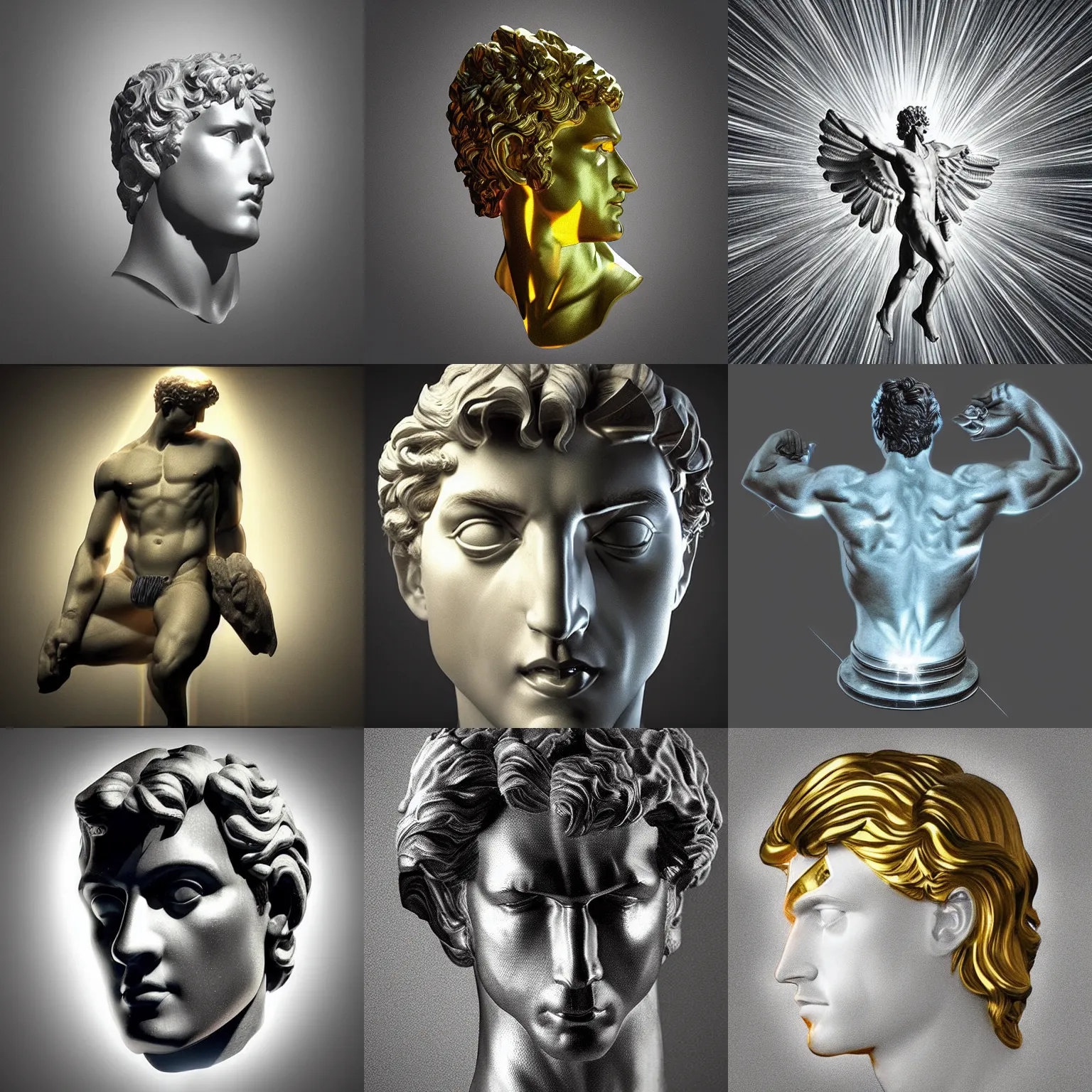 Prompt: “Light prism in the shape of Greek God Apollo, refraction, light rays shining through, realistic, hyperrealistic, very realistic, highly detailed, very detailed, extremely detailed, detailed, digital art, trending on artstation, 4k photo”