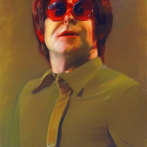 Image similar to portrait of elton john lennon wearing a see - through shirt in 1 9 7 0 by ilya repin