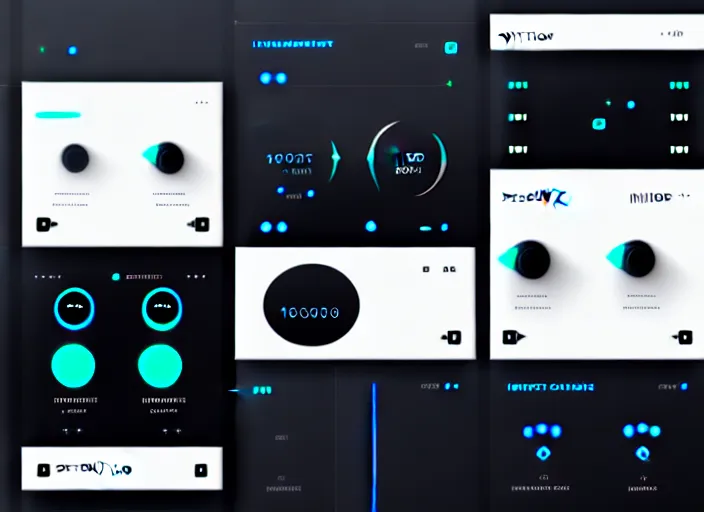 Image similar to a futuristic interface ui hud, 8 k, sliders, switches, horizontal, sleek black and white