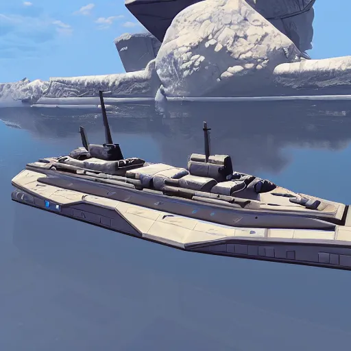 Image similar to high tech battleship from dual universe, game screenshot