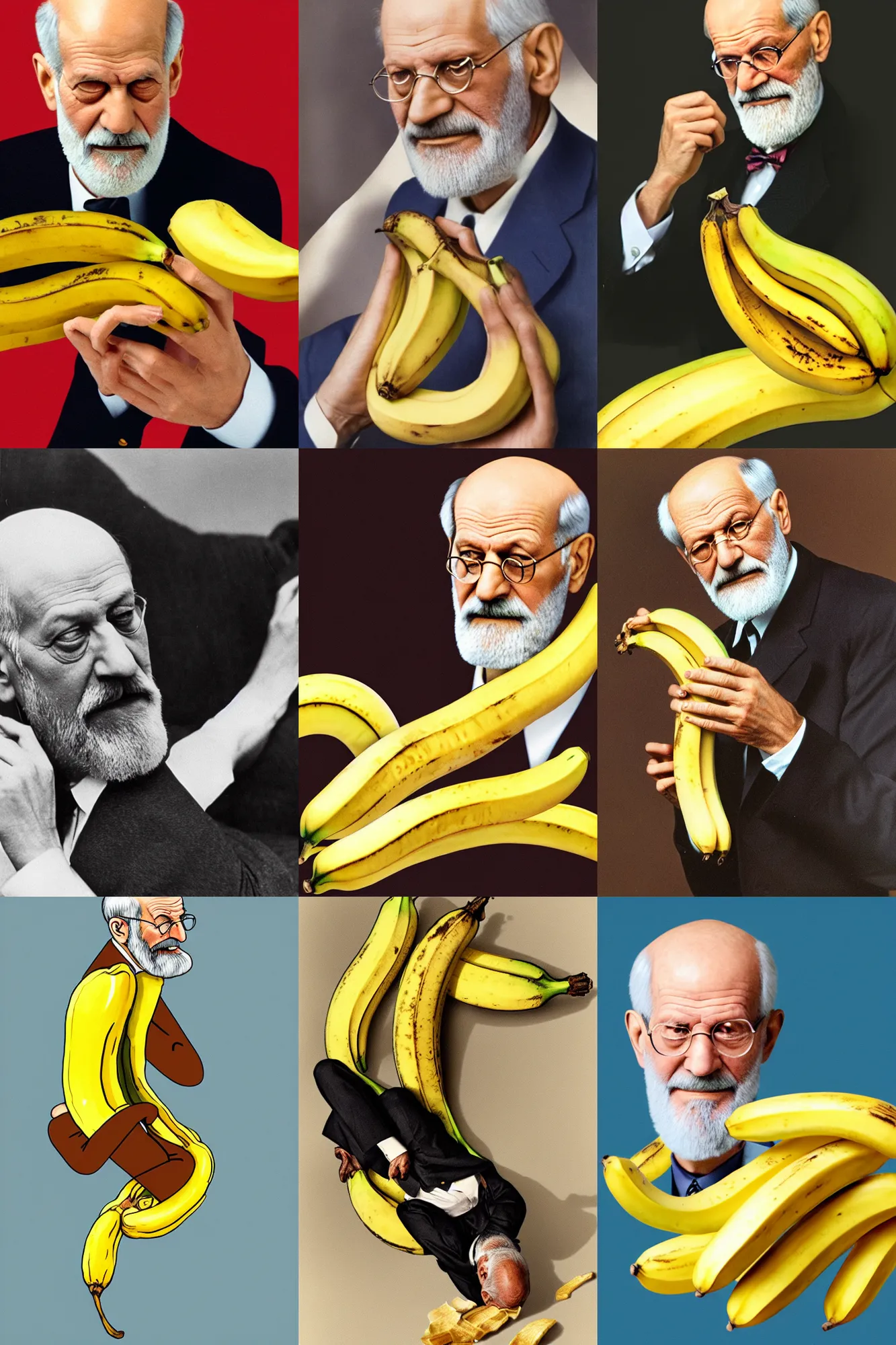 Prompt: sigmund freud slipping on a banana peel, high quality, 4 k