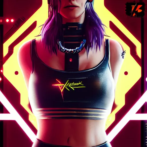 Prompt: female V from Cyberpunk 2077 wearing spiked black choker, steel collar, steel choker, punk, steel collar, 4K, realistic, spiked collar, art, beautiful, hd