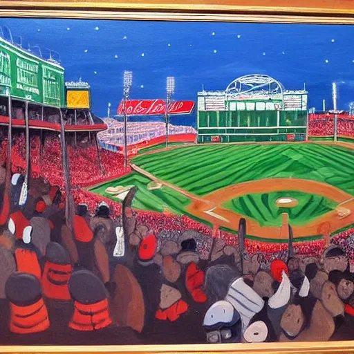 Prompt: painting of boston by michel delacroix, fenway park in the background, very detailed, high quality