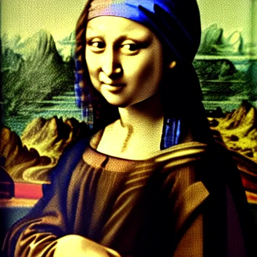 Prompt: mona lisa as the girl with the pearl earring.