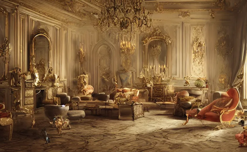 Image similar to realist rococo painting of a 1 9 2 0 s grand party in a beautiful mansion, many partygoers, strong contrast, unreal engine, hyper realism, realistic shading, cinematic composition, realistic render, octane render, detailed textures, photorealistic, ultrawide shot, 3 5 mm film