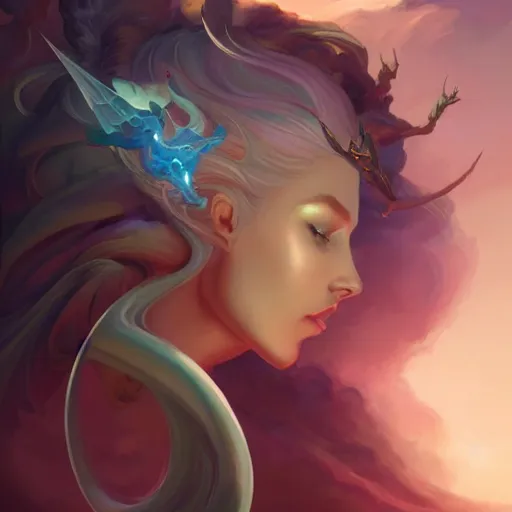 Image similar to portrait of a beautiful emanation, side profile, by pete mohrbacher and artgerm and wlop, digital art, highly detailed, intricate, fantasy, mystical, Trending on Artstation HQ, deviantart, unreal engine, 4K UHD image