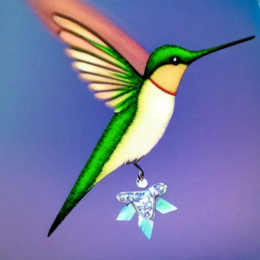 Prompt: hummingbird, swarovski