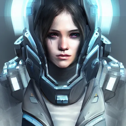 Image similar to “Concept art, hacker cyborg girl, artstation trending, highly detailed”