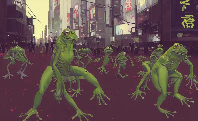 zombie human frogs riots in the streets of tokyo, | Stable Diffusion ...