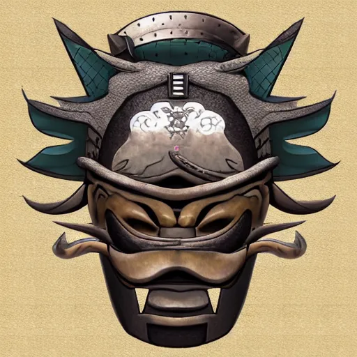 Prompt: japanese samurai mask with a dragon motive