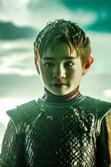 Image similar to very very intricate photorealistic photo of yoshi in an episode of game of thrones, photo is in focus with detailed atmospheric lighting, award - winning details