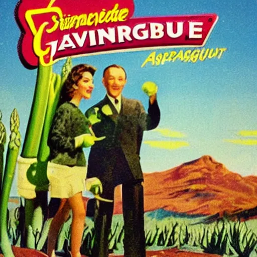 Image similar to vintage video game box cover art for “Bing Crosby’s Asparagus Adventure”