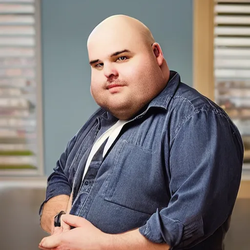 Prompt: “ 8 k photo of fat, bald man that really loves ranch dressing. office setting. ”