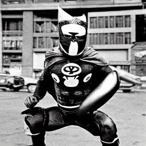 Image similar to mexican superhero luchador with mask 1 9 7 0's photo