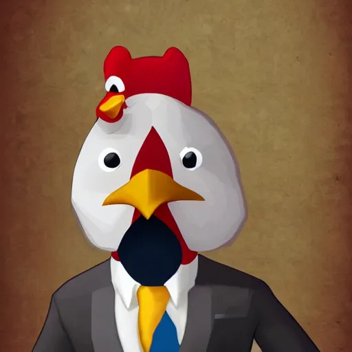 Image similar to a high quality photo of a chicken wearing a suit, 8k, artstation