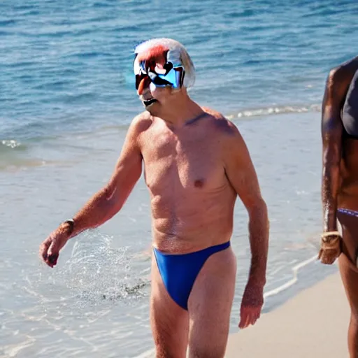 Prompt: joe biden candid photo in bathing suit