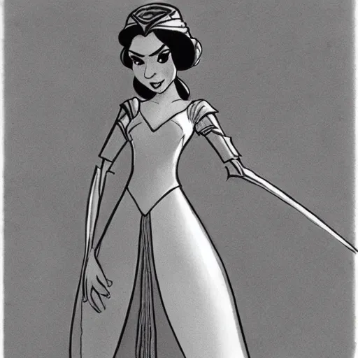 Image similar to milt kahl sketch of victoria justice as princess padme from star wars episode 3