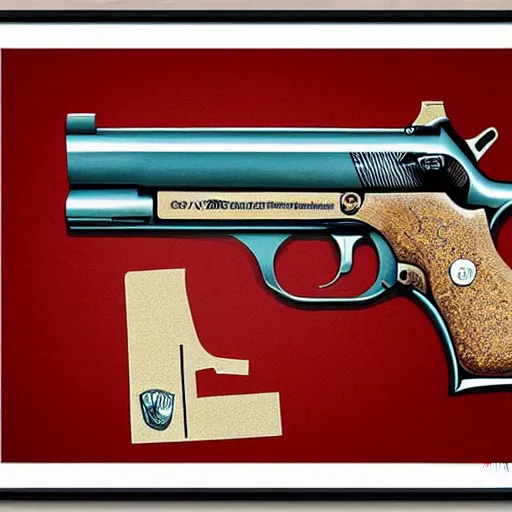 Image similar to “beretta m92 pistol artwork poster”