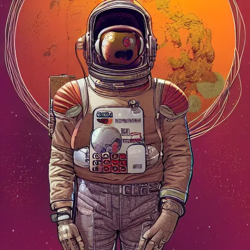 Prompt: a high quality portrait photo of a space punk explorer, by moebius and geof darrow, photorealistic, 8 k, artstation