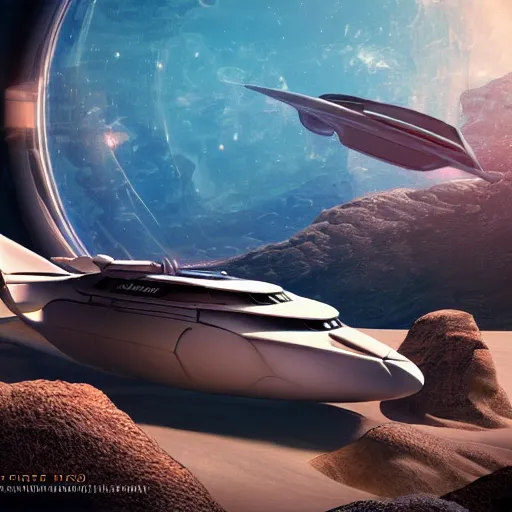 Image similar to luxury vacation ad from the future for interplanetary travel, artstation, cgsociety