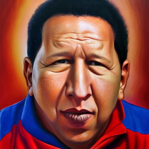 Image similar to an ultra - realistic portrait painting of hugo chavez in the style of alex ross. 4 k. ultra - realistic. highly detailed. epic lighting.