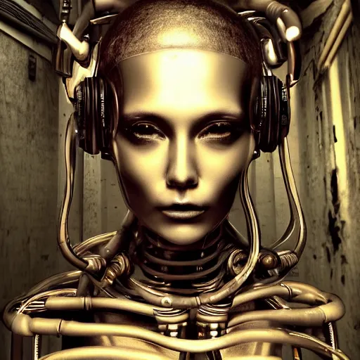 Prompt: human 3 d by pantokrator, beautiful sexy woman head made of mech mask rendered in unreal engine, cyberpunk, dark, scifi, dark cyberntic wires and vessels coming from core processor, contrast, painted by david burliuk | bernard buffet | carne griffiths | stanislaw lem