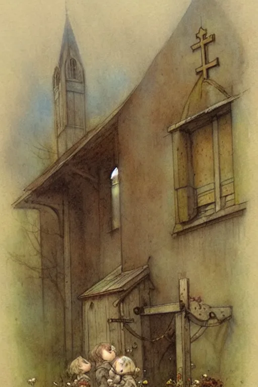 Prompt: (((((1950s church . muted colors.))))) by Jean-Baptiste Monge !!!!!!!!!!!!!!!!!!!!!!!!!!!