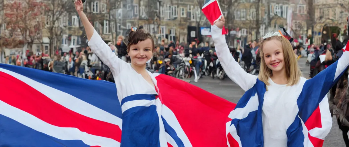 Image similar to cute character waving a danish flag