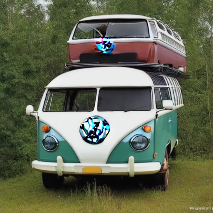 Image similar to vw bus, cargo cult style