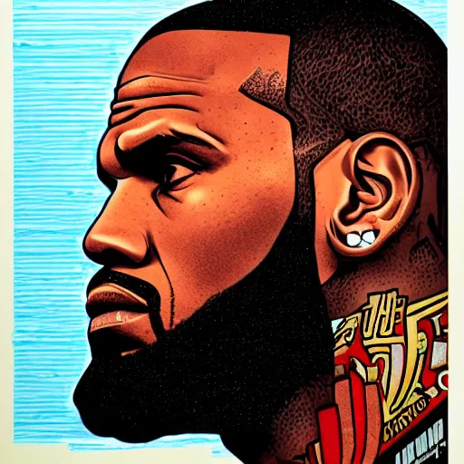 Image similar to Sideview Portrait of Lebron James Shepard Fairey