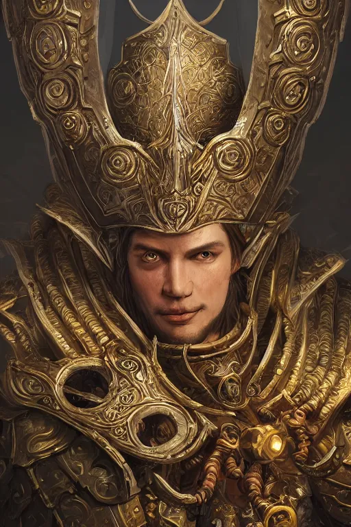Prompt: dynamic photography portrait of a dungeons and dragons king's colosse , intricate ornate armor, subject in the middle of the frame, rule of thirds, golden ratio, elegant, digital painting, octane 4k render, zbrush, hyperrealistic, artstation, concept art, smooth, sharp focus, illustration from Warcraft by Ruan Jia and Mandy Jurgens and Artgerm and William-Adolphe Bouguerea