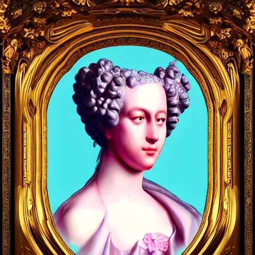 Image similar to vaporwave baroque portrait