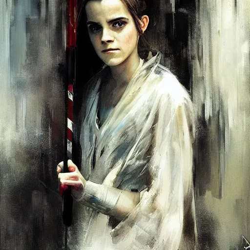 Image similar to emma watson as a jedi, jeremy mann painting