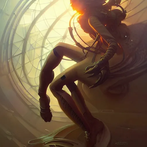 Image similar to futuristic sneakers, steampunk, sculpture, concept art, smooth, sharp focus, illustration, art by artgerm and greg rutkowski and alphonse mucha