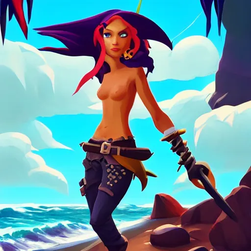 Image similar to painting jack the pirate mermaid on sea of thieves game avatar hero smooth face median photoshop filter cutout vector behance hd by jesper ejsing, by rhads, makoto shinkai and lois van baarle, ilya kuvshinov, rossdraws, illustration, art by ilya kuvshinov and gustav klimt