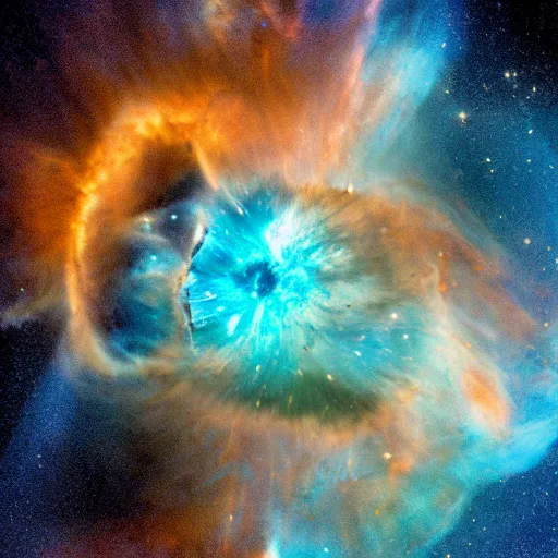 Prompt: a back hole slowly absorbing a nebula, outer space, hubble telescope, james webb telescope, pulsar, Connor Matherne, astrophoto