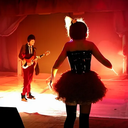 Image similar to anime diva performing on stage, cold backlit