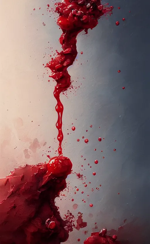 Prompt: a beautiful painting illustration of a health potion with red liquid inside vial, scratched surface, bubbles, crimson, by greg rutkowski, featured on artstation, rpg item