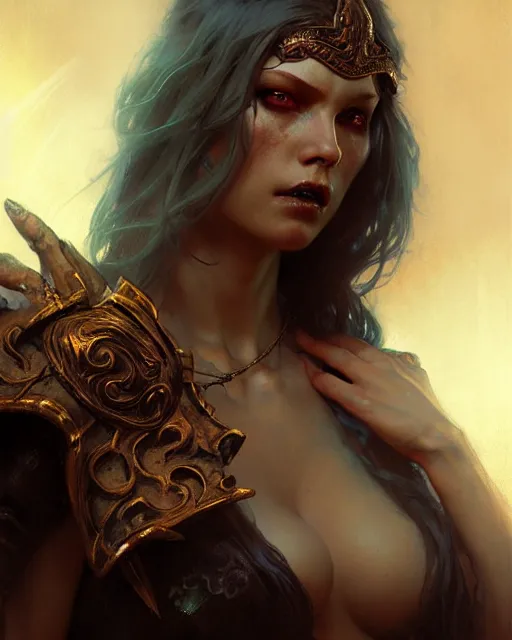 Image similar to fierce lilith, fantasy character portrait, ultra realistic, concept art, intricate details, highly detailed by greg rutkowski, gaston bussiere, craig mullins, simon bisley