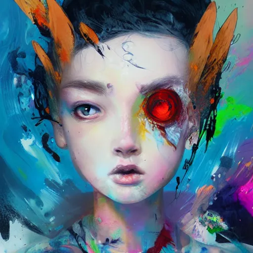 Image similar to artistic dirty art acrylic painting, paint brushstrokes and squeegeed dirty artwork, art by ross tran style reminiscent of illustrative children books, surreal, human figures, low tons colors, world leaders of terror 2 1 th century