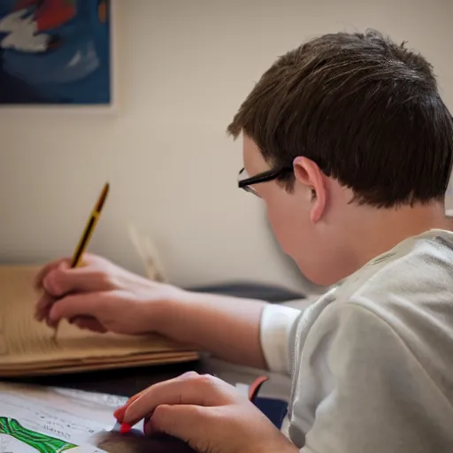 Prompt: Ethan Smith writing his next guide, (EOS 5DS R, ISO100, f/8, 1/125, 84mm, postprocessed, perfect picture, facial features)