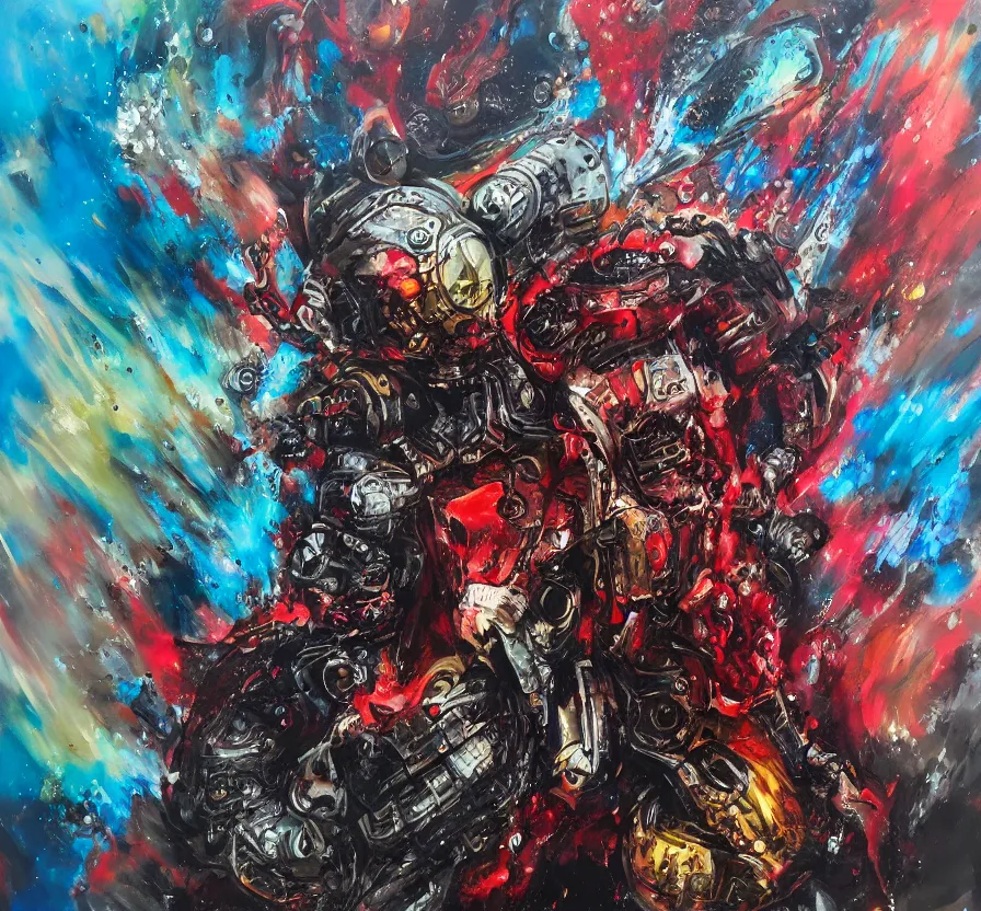 Image similar to exterminatus on earth, painting on canvas, acrylic painting, acrylic pouring, painting, influencer, artstation